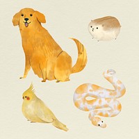 Friendly animals painting collection illustration