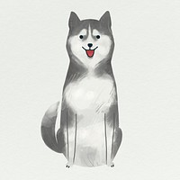 Siberian husky on a gray background template