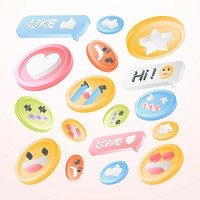 Social media emoticons collection vector