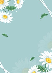 Daisy flower frame on light green background illustration