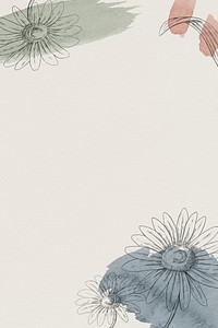 Daisy flower frame on beige background mobile phone wallpaper illustration
