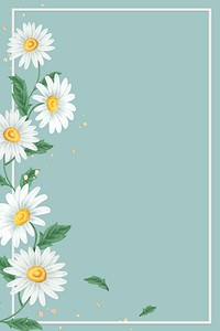 Daisy flower frame on light green background mobile phone wallpaper illustration