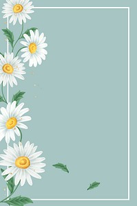 Daisy flower frame on light green background vector