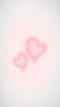 Pink neon double hearts vector