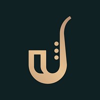 Saxophone music icon psd minimal design in black and gold