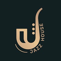 Saxophone music logo vector minimal design in black and gold