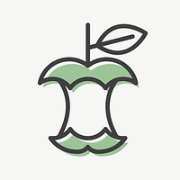 Recyclable eaten apple icon vector  for business in simple line