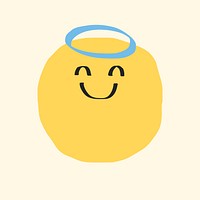 Angel face sticker psd cute doodle icon