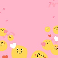 Cute background vector of doodle emoji with heart sign