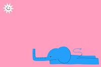 Background vector of lazy elephant on pink wallpaper