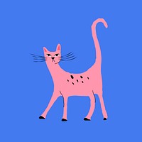 Pink cat element psd animal illustration
