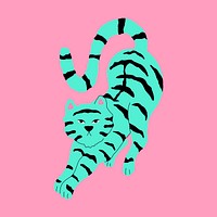 Abstract green tiger element psd animal illustration