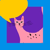 Cat with speech bubble psd illustration design