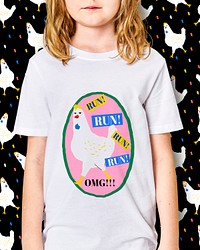 Kids apparel mockup psd chicken illustration design
