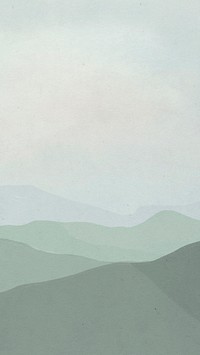 Landscape mobile wallpaper psd with green mountains illustration