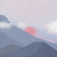 Landscape background of mountains psd with sunset illustration