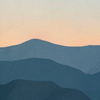Landscape background of mountains psd with sunrise illustration
