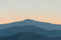 Landscape background of mountains psd with sunset illustration