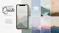Motivational quote story template vector on landscape background set