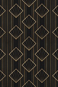 Seamless art deco psd pattern on black background