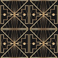 Art deco vector frame with geometric pattern on dark background