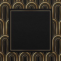 Art deco psd frame with geometric pattern on dark background