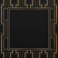 Art deco psd frame with geometric pattern on dark background