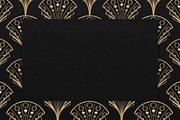 Art deco psd frame with fish scale pattern on dark background