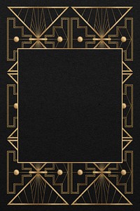 Art deco psd frame with triangle pattern on dark background