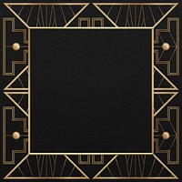 Art deco psd frame with geometric pattern on dark background