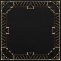 Art deco psd frame with geometric pattern on dark background