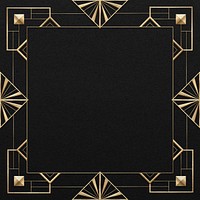 Art deco frame with gold triangle pattern on dark background
