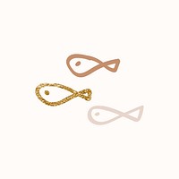 Cute doodle fish vector in gold