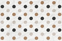 Polka dot pattern psd in black and gold on crumpled paper textured background