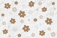 Gold flower pattern vector on crumpled paper textured background