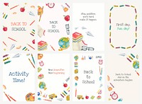 Back to school template vector editable set poster