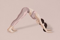 Yoga downward dog pose psd minimal illustration