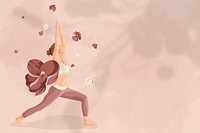 Mind and body background psd with floral yoga woman illustration