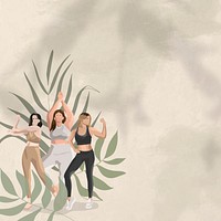Health and wellness psd background green with women flexing illustration