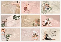 Yoga and mind quote psd template for social media banner set