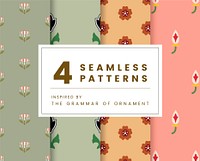 Set of 4 vintage patterns inspired by The Grammar of Ornament 