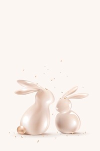 Easter bunny 3D background psd in rose gold for cute greeting card