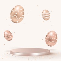 Easter product 3D background psd with rose gold painted eggs