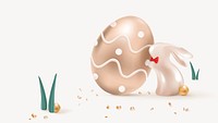 Rose gold Easter background psd 3D celebration with bunny and eggs