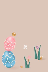 Easter festival brown background vector with 3D colorful eggs