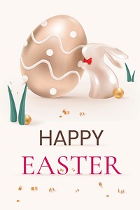 Happy Easter editable template vector with eggs celebration greeting rose gold luxury social banner