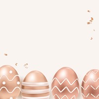 Easter eggs 3D border psd in rose gold on beige celebration background