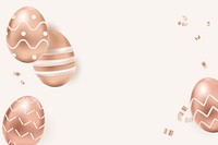 Easter eggs 3D border psd in rose gold on beige celebration background