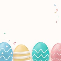 Easter celebration 3D border psd in colorful pastel painted eggs on white background