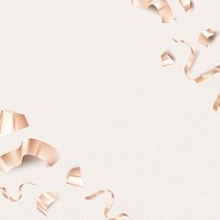 Rose gold birthday 3D ribbons psd for greeting card on beige background